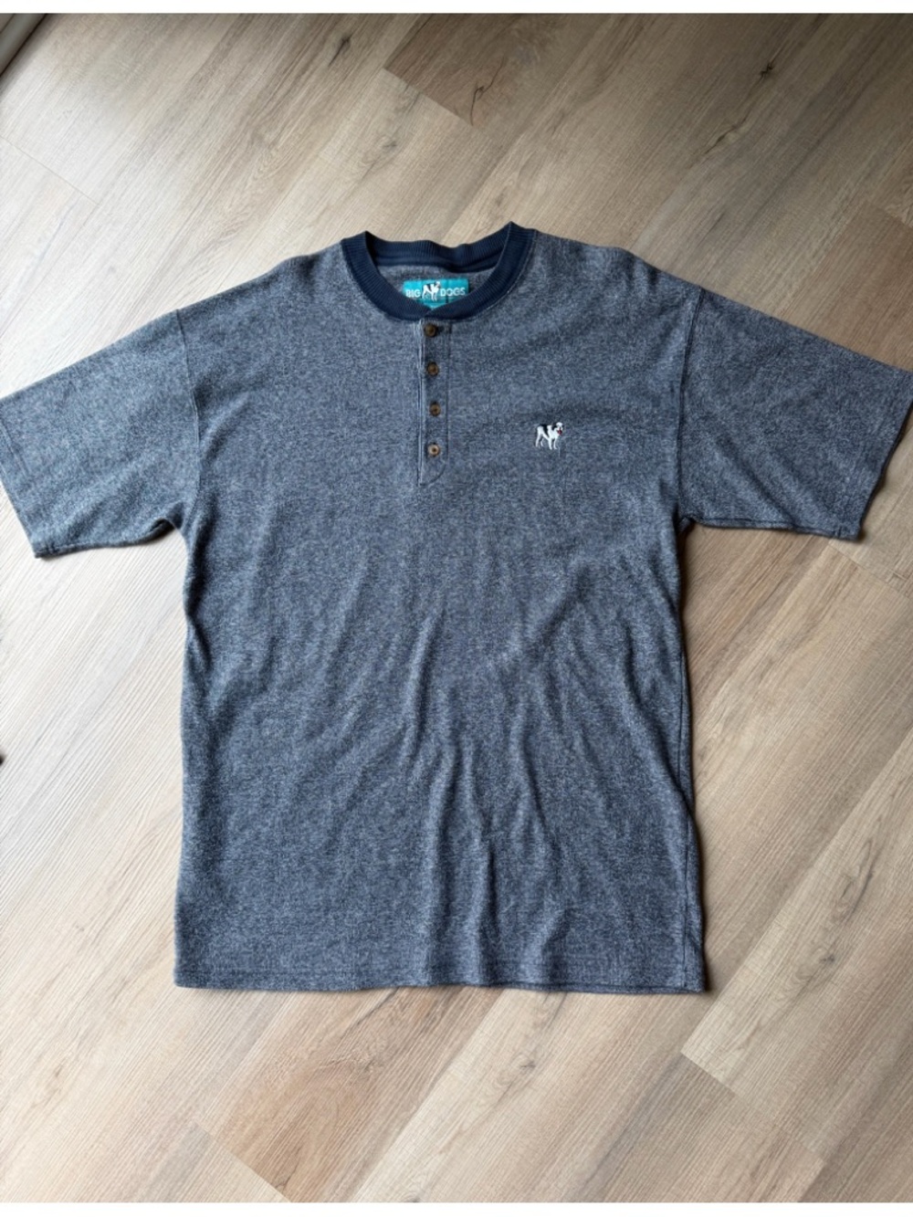 Big Dogs Men's Blue Henley Short Sleeve Shirt